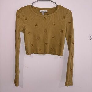 Urban Outfitters Yellow Mushroom Crop Long Sleeve